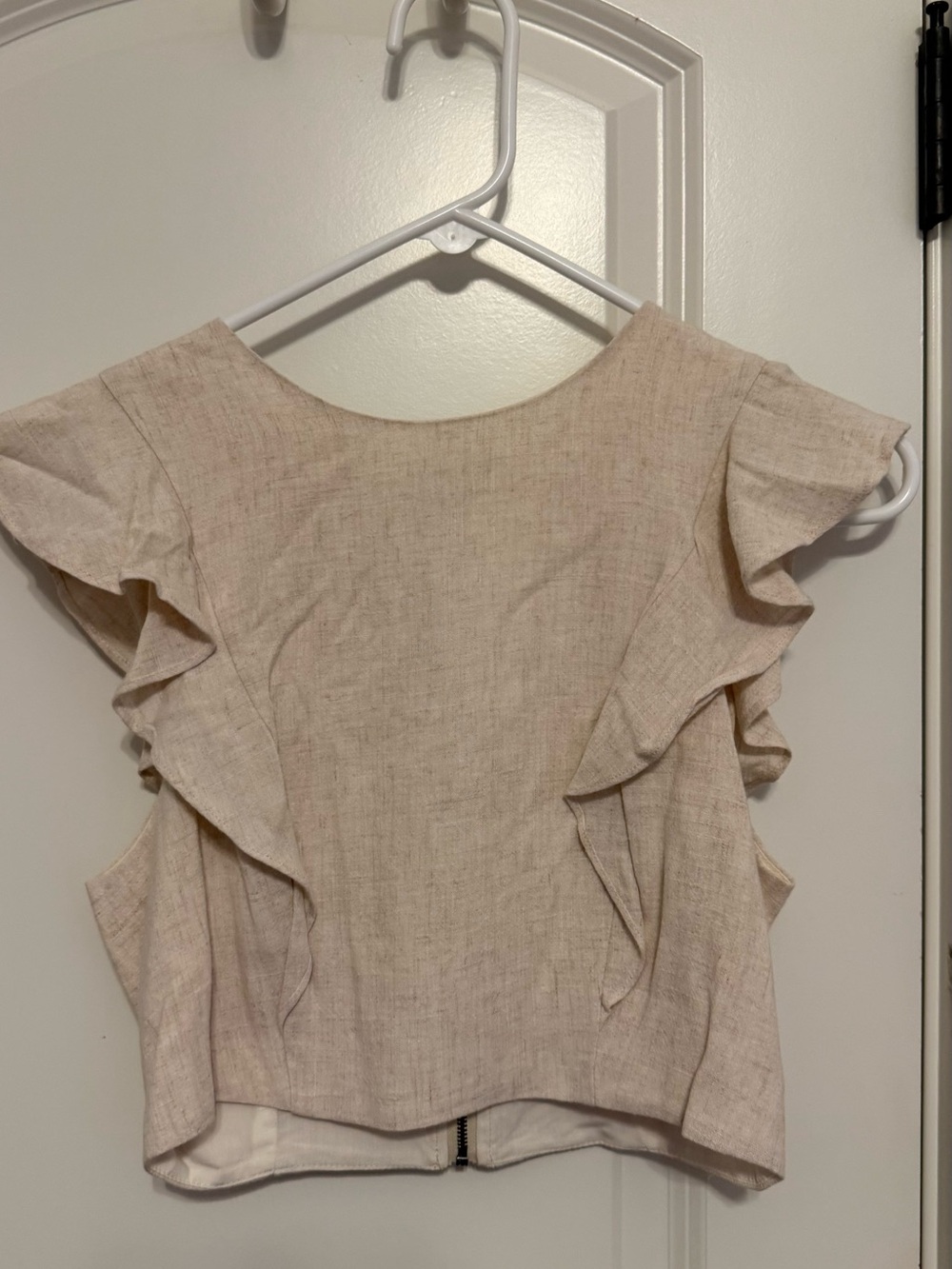 Wander Cream Ruffle Sleeve Crop Top